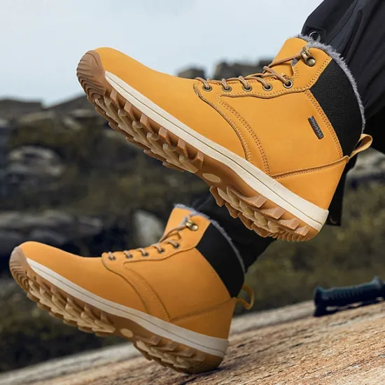 New OUKU Men's Waterproof Insulated Winter Boots with Non-Slip Rubber Sole and Faux Fur Lining for Outdoor Hiking
