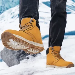 New OUKU Men's Waterproof Insulated Winter Boots with Non-Slip Rubber Sole and Faux Fur Lining for Outdoor Hiking