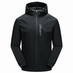 New OUKU mens waterproof rain jacket gorpcore outdoor lightweight shell raincoat packable zip up hooded hiking running trench coat blue