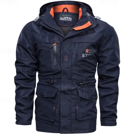 New OUKU Men's Waterproof Rain Jacket Military Cargo Jacket Tactical Jacket Casual Hooded Cargo Sports Coat Windbreaker Outdoor Warm Windproof Winter Coat Jacket Top Hunting Fishing Army Green Softshell Jacket