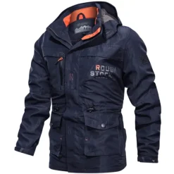 New OUKU Men's Waterproof Rain Jacket Military Cargo Jacket Tactical Jacket Casual Hooded Cargo Sports Coat Windbreaker Outdoor Warm Windproof Winter Coat Jacket Top Hunting Fishing Army Green Softshell Jacket