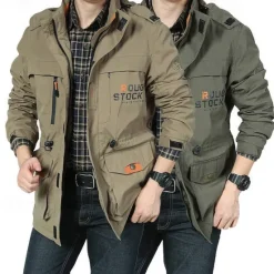 New OUKU Men's Waterproof Rain Jacket Military Cargo Jacket Tactical Jacket Casual Hooded Cargo Sports Coat Windbreaker Outdoor Warm Windproof Winter Coat Jacket Top Hunting Fishing Army Green Softshell Jacket