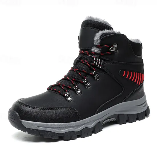 Online OUKU Men's Waterproof Winter Hiking Boots with Fur Lining – Anti-Slip Outdoor Trekking Shoes for Cold Weather