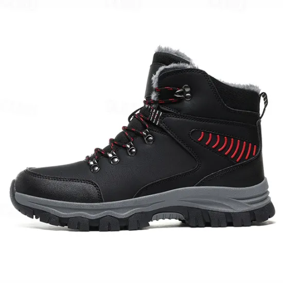 Online OUKU Men's Waterproof Winter Hiking Boots with Fur Lining – Anti-Slip Outdoor Trekking Shoes for Cold Weather