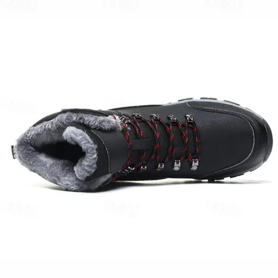 Online OUKU Men's Waterproof Winter Hiking Boots with Fur Lining – Anti-Slip Outdoor Trekking Shoes for Cold Weather