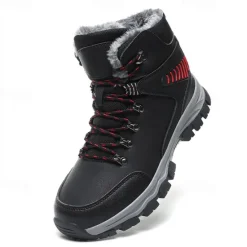 Online OUKU Men's Waterproof Winter Hiking Boots with Fur Lining – Anti-Slip Outdoor Trekking Shoes for Cold Weather