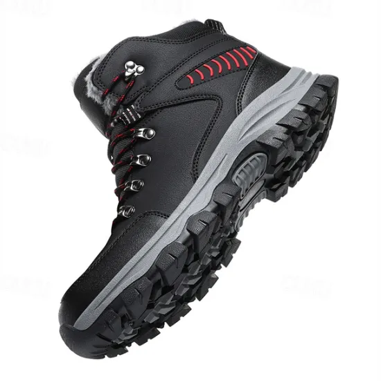 Online OUKU Men's Waterproof Winter Hiking Boots with Fur Lining – Anti-Slip Outdoor Trekking Shoes for Cold Weather