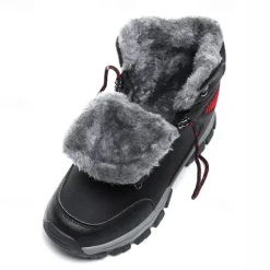 Online OUKU Men's Waterproof Winter Hiking Boots with Fur Lining – Anti-Slip Outdoor Trekking Shoes for Cold Weather