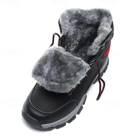 Online OUKU Men's Waterproof Winter Hiking Boots with Fur Lining – Anti-Slip Outdoor Trekking Shoes for Cold Weather