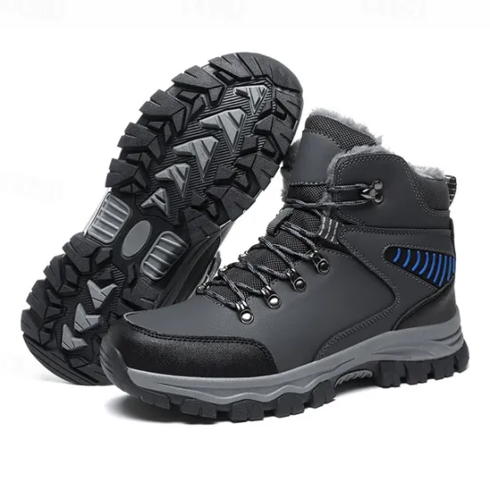 Online OUKU Men's Waterproof Winter Hiking Boots with Fur Lining – Anti-Slip Outdoor Trekking Shoes for Cold Weather