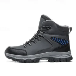Online OUKU Men's Waterproof Winter Hiking Boots with Fur Lining – Anti-Slip Outdoor Trekking Shoes for Cold Weather
