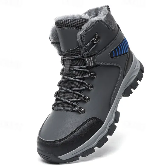Online OUKU Men's Waterproof Winter Hiking Boots with Fur Lining – Anti-Slip Outdoor Trekking Shoes for Cold Weather