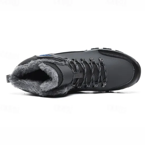 Online OUKU Men's Waterproof Winter Hiking Boots with Fur Lining – Anti-Slip Outdoor Trekking Shoes for Cold Weather