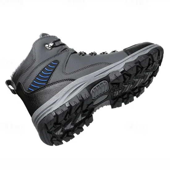 Online OUKU Men's Waterproof Winter Hiking Boots with Fur Lining – Anti-Slip Outdoor Trekking Shoes for Cold Weather