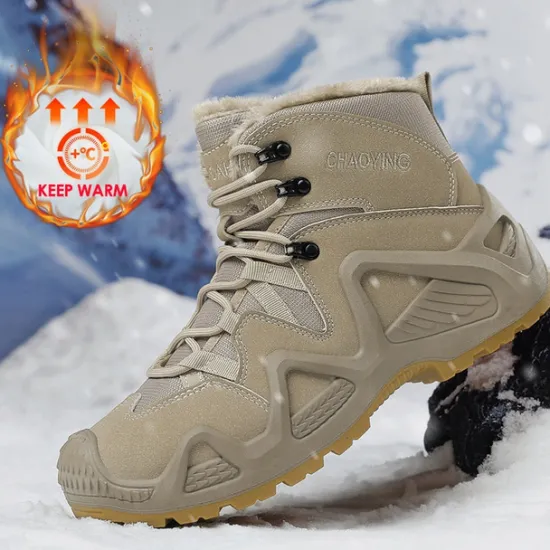 Clearance OUKU Men's Waterproof Winter Hiking Boots with Fur Lining – Insulated Outdoor Snow Boots for Cold Weather
