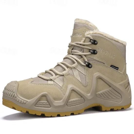 Clearance OUKU Men's Waterproof Winter Hiking Boots with Fur Lining – Insulated Outdoor Snow Boots for Cold Weather