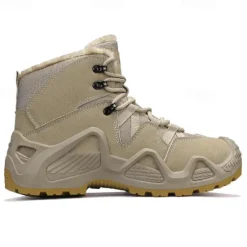 Clearance OUKU Men's Waterproof Winter Hiking Boots with Fur Lining – Insulated Outdoor Snow Boots for Cold Weather