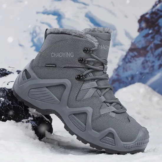 Clearance OUKU Men's Waterproof Winter Hiking Boots with Fur Lining – Insulated Outdoor Snow Boots for Cold Weather