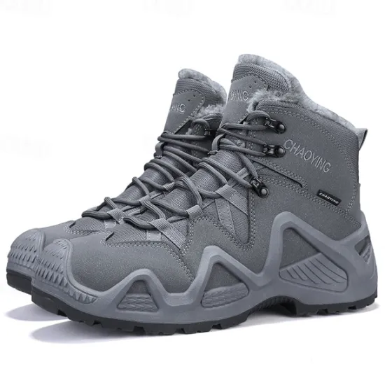 Clearance OUKU Men's Waterproof Winter Hiking Boots with Fur Lining – Insulated Outdoor Snow Boots for Cold Weather