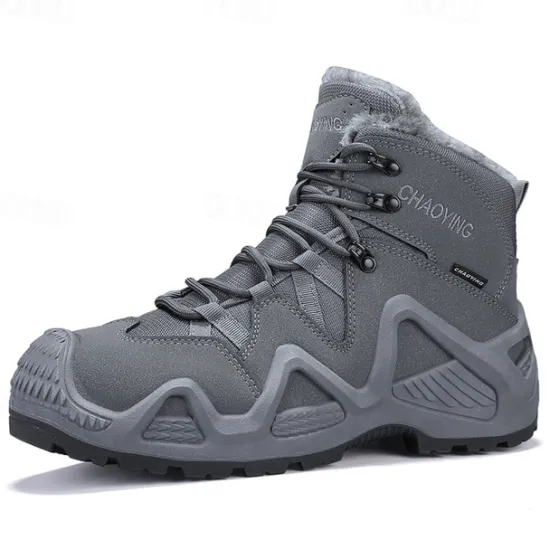 Clearance OUKU Men's Waterproof Winter Hiking Boots with Fur Lining – Insulated Outdoor Snow Boots for Cold Weather
