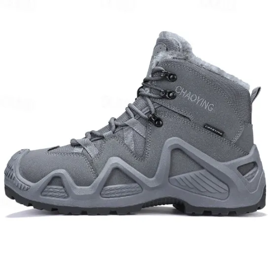 Clearance OUKU Men's Waterproof Winter Hiking Boots with Fur Lining – Insulated Outdoor Snow Boots for Cold Weather