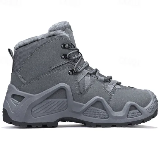 Clearance OUKU Men's Waterproof Winter Hiking Boots with Fur Lining – Insulated Outdoor Snow Boots for Cold Weather