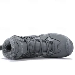 Clearance OUKU Men's Waterproof Winter Hiking Boots with Fur Lining – Insulated Outdoor Snow Boots for Cold Weather