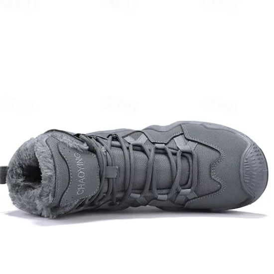 Clearance OUKU Men's Waterproof Winter Hiking Boots with Fur Lining – Insulated Outdoor Snow Boots for Cold Weather