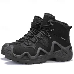 Clearance OUKU Men's Waterproof Winter Hiking Boots with Fur Lining – Insulated Outdoor Snow Boots for Cold Weather