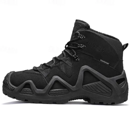 Clearance OUKU Men's Waterproof Winter Hiking Boots with Fur Lining – Insulated Outdoor Snow Boots for Cold Weather