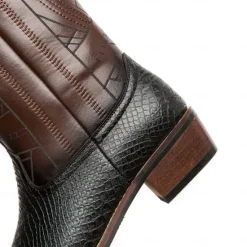 Sale OUKU Men's Western Cowboy Boots with Snakeskin Print and Intricate Faux Leather Design – Stylish and Durable Footwear for Rodeo and Country Events