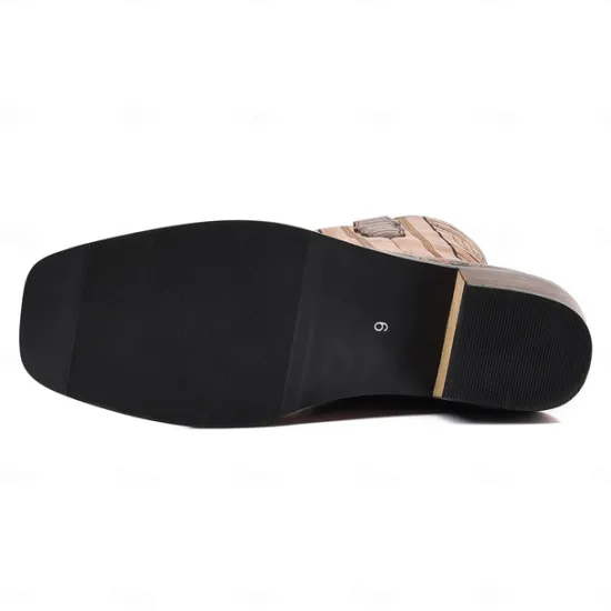 Sale OUKU Men's Western Cowboy Boots with Snakeskin Print and Intricate Faux Leather Design – Stylish and Durable Footwear for Rodeo and Country Events