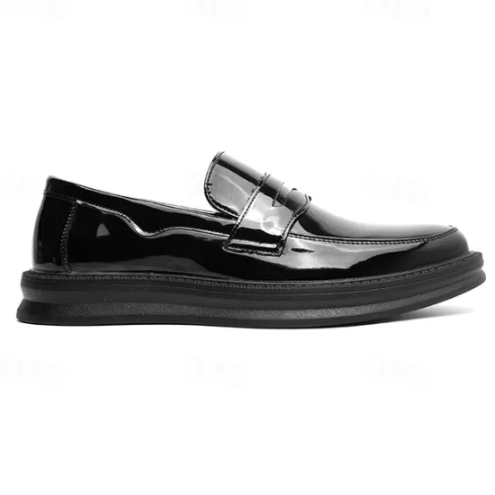 New OUKU Men's White Faux Leather Penny Loafers – Sleek Casual and Formal Shoes for Business, Parties, and Everyday Wear