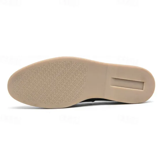 New OUKU Men's White Faux Leather Slip-On Loafers with Woven Detail and Gold Buckle – Elegant Casual Shoes for Work and Formal Occasions