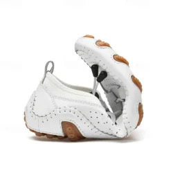Online OUKU Men's White Perforated Casual Shoes with Hand-Stitched Detailing, Breathable Mesh Upper and Comfortable Slip-On Design