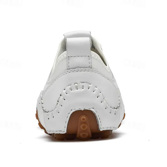 Online OUKU Men's White Perforated Casual Shoes with Hand-Stitched Detailing, Breathable Mesh Upper and Comfortable Slip-On Design