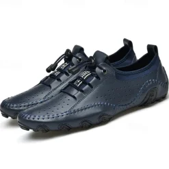 Online OUKU Men's White Perforated Casual Shoes with Hand-Stitched Detailing, Breathable Mesh Upper and Comfortable Slip-On Design