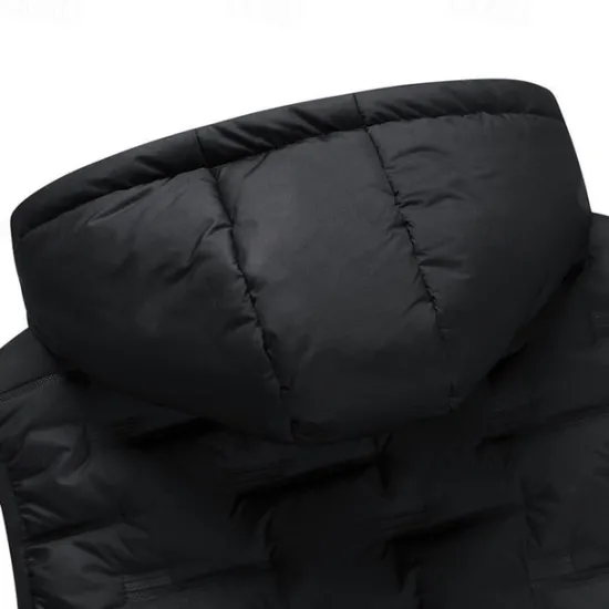 New OUKU Men's Windbreaker Quilted Puffer Vest Quilted Full Zip Sleeveless Outerwear Casual Athleisure Spring Hooded Thermal Warm Windproof Fitness Gym Workout Running Sportswear Activewear Solid Colored