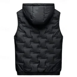 New OUKU Men's Windbreaker Quilted Puffer Vest Quilted Full Zip Sleeveless Outerwear Casual Athleisure Spring Hooded Thermal Warm Windproof Fitness Gym Workout Running Sportswear Activewear Solid Colored