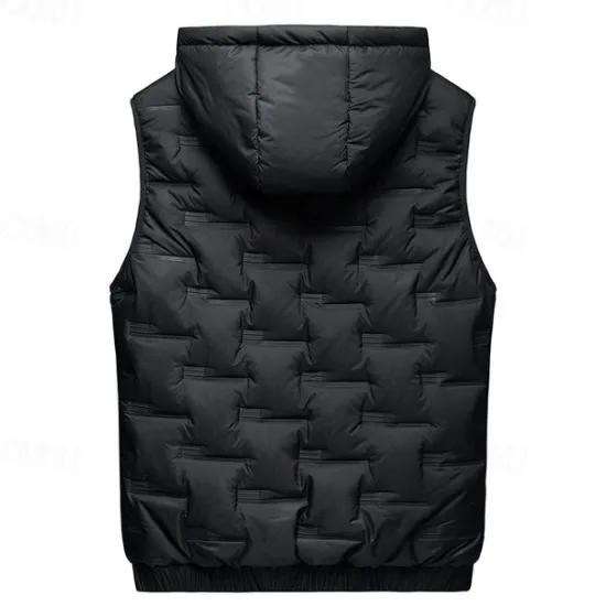 New OUKU Men's Windbreaker Quilted Puffer Vest Quilted Full Zip Sleeveless Outerwear Casual Athleisure Spring Hooded Thermal Warm Windproof Fitness Gym Workout Running Sportswear Activewear Solid Colored