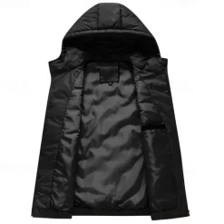 New OUKU Men's Windbreaker Quilted Puffer Vest Quilted Full Zip Sleeveless Outerwear Casual Athleisure Spring Hooded Thermal Warm Windproof Fitness Gym Workout Running Sportswear Activewear Solid Colored