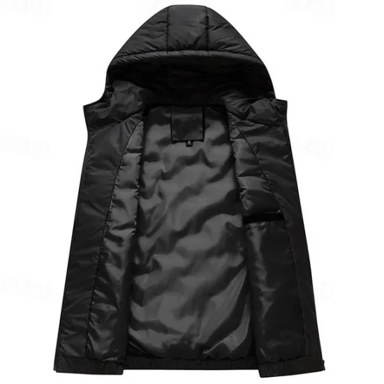 New OUKU Men's Windbreaker Quilted Puffer Vest Quilted Full Zip Sleeveless Outerwear Casual Athleisure Spring Hooded Thermal Warm Windproof Fitness Gym Workout Running Sportswear Activewear Solid Colored
