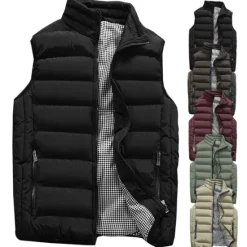 Discount OUKU Men's Windbreaker Quilted Puffer Vest Quilted Full Zip Sleeveless Outerwear Casual Athleisure Winter Thermal Warm Waterproof Windproof Fitness Gym Workout Running Sportswear Activewear Solid Colored