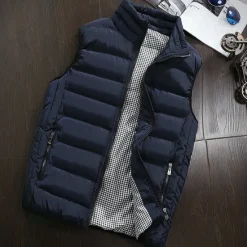 Discount OUKU Men's Windbreaker Quilted Puffer Vest Quilted Full Zip Sleeveless Outerwear Casual Athleisure Winter Thermal Warm Waterproof Windproof Fitness Gym Workout Running Sportswear Activewear Solid Colored
