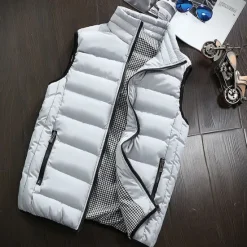 Discount OUKU Men's Windbreaker Quilted Puffer Vest Quilted Full Zip Sleeveless Outerwear Casual Athleisure Winter Thermal Warm Waterproof Windproof Fitness Gym Workout Running Sportswear Activewear Solid Colored