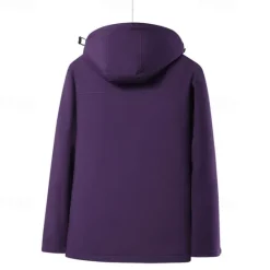 Clearance OUKU Men's Windbreaker Raincoat Hoodie Jacket Rain Jacket Daily Vacation Waterproof Windproof Pocket Fall & Winter Plain Fashion Classic Hooded Regular Black Ivory Purple Green Jacket