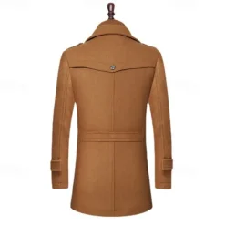 Hot OUKU Men's Windbreaker Wool Coat Trench Coat Daily Vacation Fall & Winter Wool Thermal Warm Windproof Outerwear Clothing Apparel Fashion Classic Plain Pocket Lapel Single Breasted