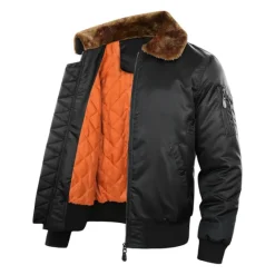Online OUKU Men's Winter Coat Bomber Jacket Jacket Casual Jacket Outdoor Daily Wear Warm Pocket Fall Winter Plain Fashion Streetwear Lapel Regular Black Royal Blue Army Green Jacket