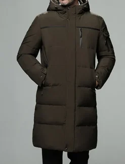 Outlet OUKU Men's Winter Coat Down Jacket Puffer Jacket Cardigan Long Daily Wear Vacation To-Go Casual / Daily Winter Solid / Plain Color Black Green Gray Puffer Jacket