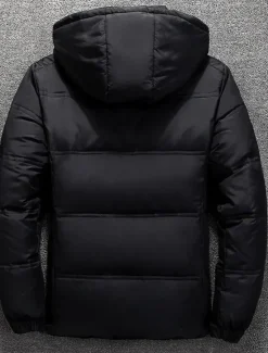 Clearance OUKU Men's Winter Coat Down Jacket Puffer Jacket Zipper Hooded Office & Career Date Casual Daily Outdoor Casual Sports Winter Solid / Plain Color Dark Grey Black Red Puffer Jacket